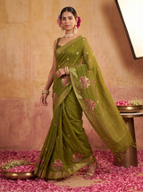 MIMOSA Olive Jaipur Saree — pose 6 styling detail