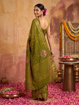 MIMOSA Olive Jaipur Saree — pose 7 styling detail
