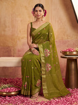 MIMOSA Olive Jaipur Saree — pose 8 styling detail
