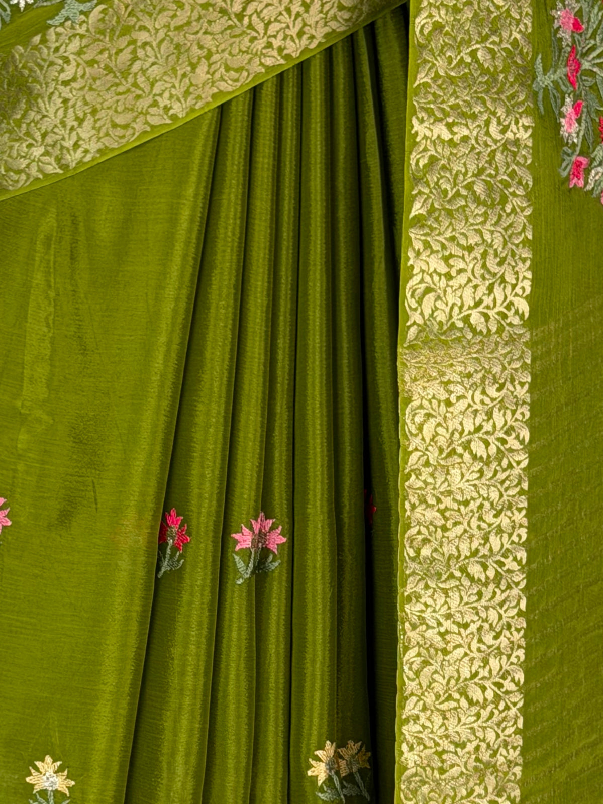 MIMOSA Olive Jaipur Saree — fleets shot full lifestyle