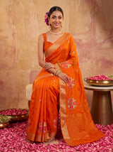 MIMOSA Orange Jaipur Saree — pose 8 styling detail