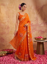 MIMOSA Orange Jaipur Saree — pose 9 styling detail