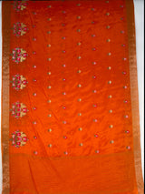 MIMOSA Orange Jaipur Saree — pallu and zari work detail