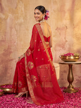 MIMOSA Red Jaipur Saree — pose 7 styling detail