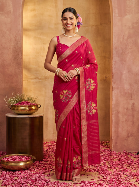 MIMOSA Rani Jaipur Saree — front view on mannequin