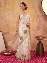 MIMOSA White Jaipur Saree — pose 9 styling detail