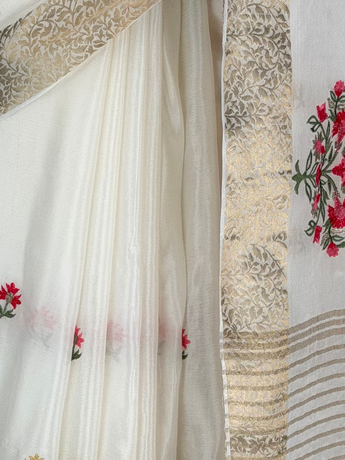 MIMOSA White Jaipur Saree — fleets shot full lifestyle