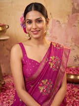 MIMOSA Wine Jaipur Saree — pose 10 styling detail