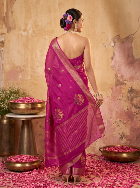 MIMOSA Wine Jaipur Saree — pose 2 styling detail