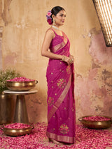MIMOSA Wine Jaipur Saree — pose 3 styling detail