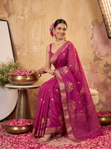 MIMOSA Wine Jaipur Saree — pose 5 styling detail