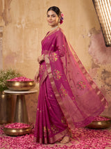 MIMOSA Wine Jaipur Saree — pose 9 styling detail