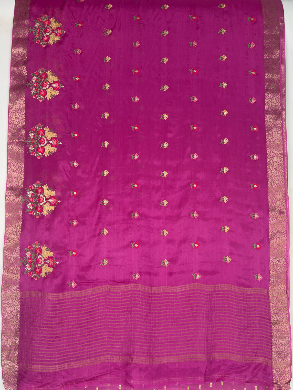 MIMOSA Wine Jaipur Saree — pallu and zari work detail