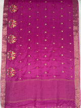MIMOSA Wine Jaipur Saree — pallu and zari work detail