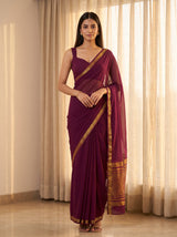 MIMOSA Wine Mysore Silk Crepe Saree — AI Model lifestyle pose