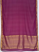 MIMOSA Wine Mysore Silk Crepe Saree — pallu and zari work detail
