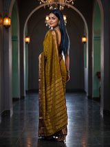 MIMOSA Chocolate Banarasi Raw Silk Saree — pose 7 styling detail