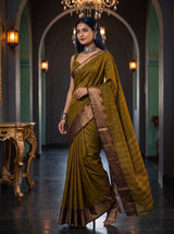 MIMOSA Chocolate Banarasi Raw Silk Saree — pose 9 styling detail