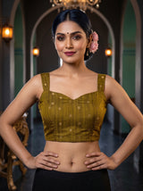 MIMOSA Chocolate Banarasi Raw Silk Saree — blouse close-up