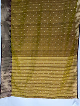 MIMOSA Chocolate Banarasi Raw Silk Saree — pallu and zari work detail