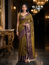MIMOSA Jamun Banarasi Raw Silk Saree — Model wearing saree