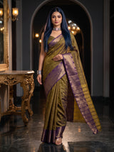 MIMOSA Jamun Banarasi Raw Silk Saree — pose 6 styling detail