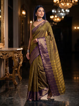 MIMOSA Jamun Banarasi Raw Silk Saree — pose 9 styling detail
