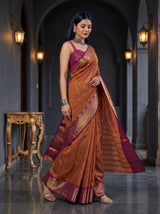 MIMOSA Magenta Banarasi Raw Silk Saree — pose 9 styling detail