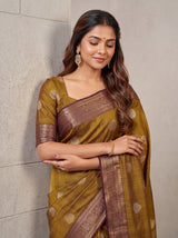MIMOSA Chocolate Banarasi Saree — pose 10 styling detail