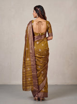MIMOSA Chocolate Banarasi Saree — pose 2 styling detail
