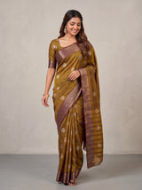 MIMOSA Chocolate Banarasi Saree — pose 6 styling detail