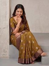 MIMOSA Chocolate Banarasi Saree — pose 8 styling detail