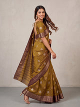 MIMOSA Chocolate Banarasi Saree — pose 9 styling detail