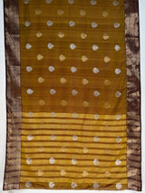 MIMOSA Chocolate Banarasi Saree — pallu and zari work detail