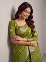 MIMOSA Olive Banarasi Saree — pose 10 styling detail