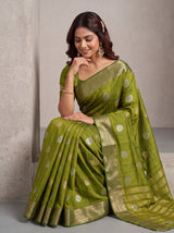 MIMOSA Olive Banarasi Saree — pose 8 styling detail