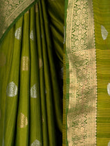 MIMOSA Olive Banarasi Saree — fleets shot full lifestyle
