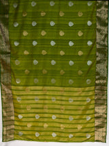 MIMOSA Olive Banarasi Saree — pallu and zari work detail