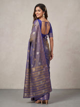 MIMOSA Royal Blue Banarasi Saree — pose 7 styling detail