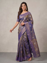 MIMOSA Royal Blue Banarasi Saree — pose 9 styling detail