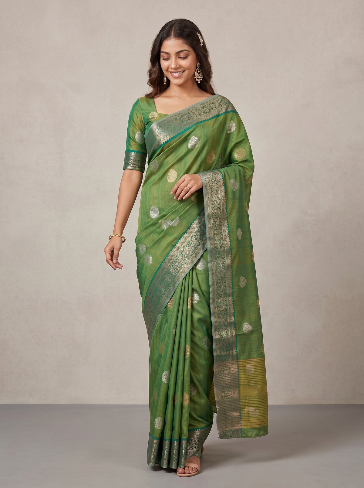 MIMOSA Rama Banarasi Saree — pose 6 styling detail