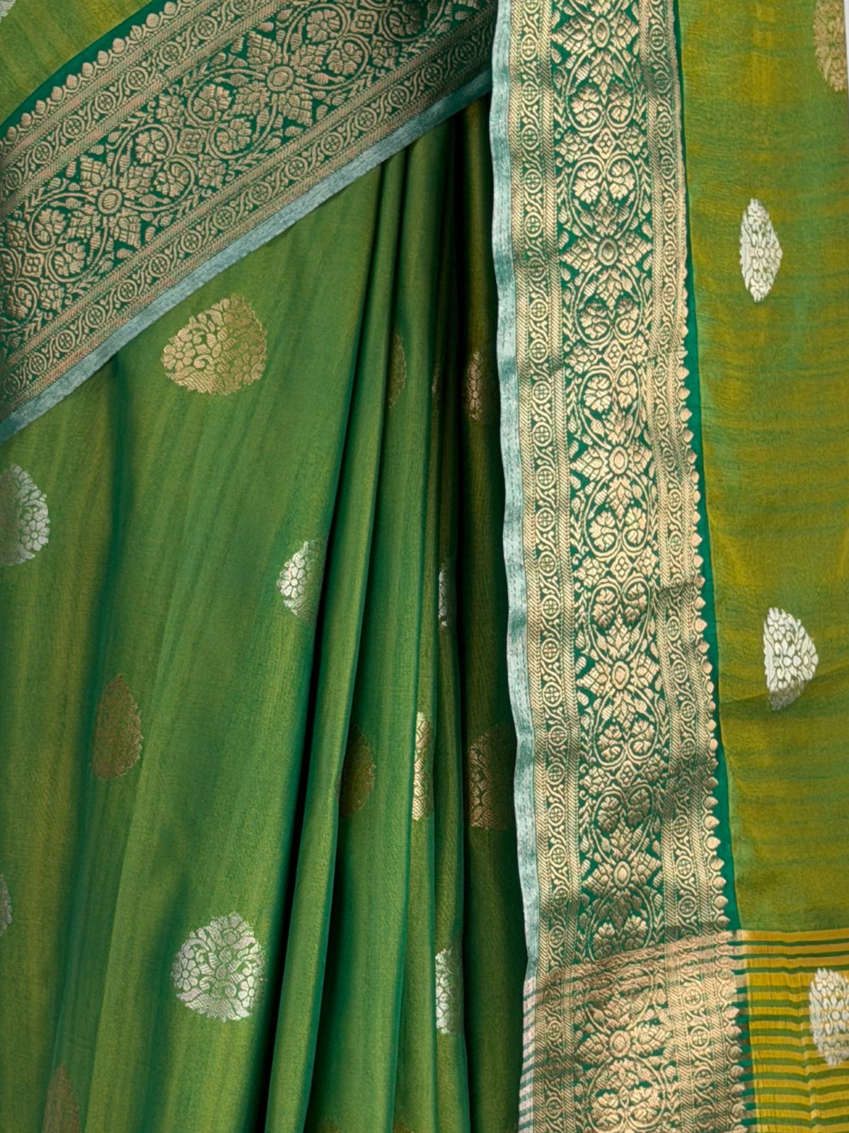 MIMOSA Rama Banarasi Saree — fleets shot full lifestyle