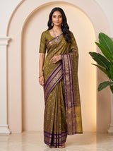MIMOSA Jamun Banarasi Saree — front view on mannequin