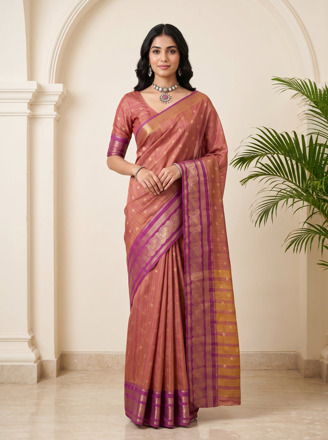 MIMOSA Lavender Banarasi Saree — front view on mannequin
