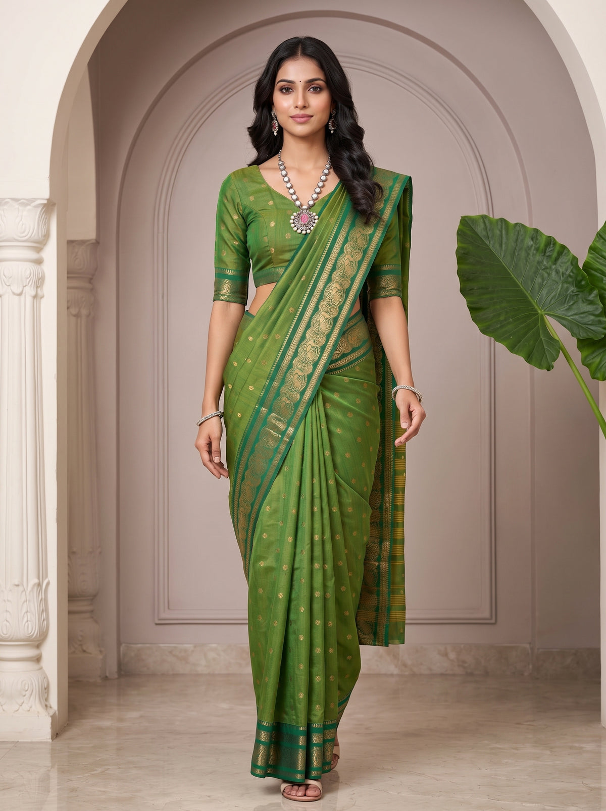 MIMOSA Rama Banarasi Saree — pose 6 styling detail