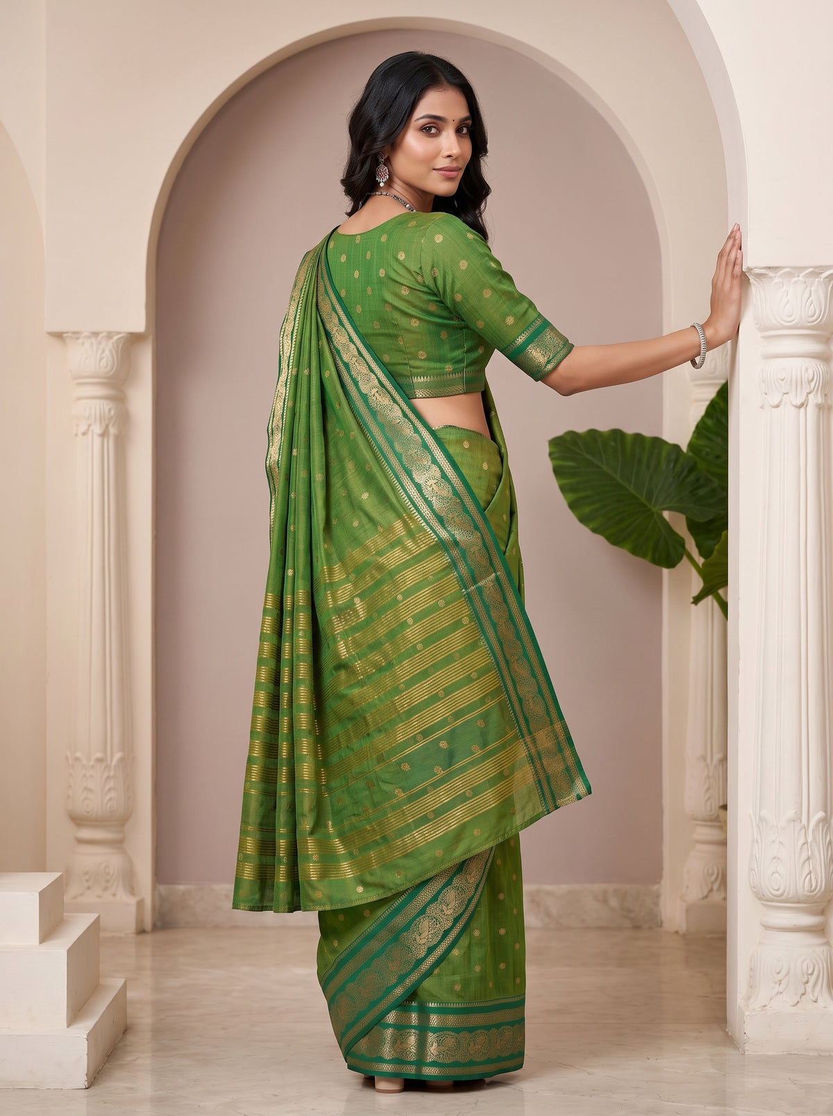 MIMOSA Rama Banarasi Saree — pose 7 styling detail