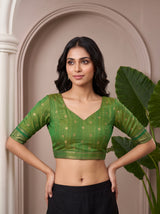 MIMOSA Rama Banarasi Saree — blouse close-up