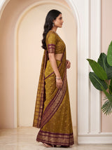 MIMOSA Wine Banarasi Saree — pose 3 styling detail