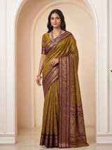 MIMOSA Wine Banarasi Saree — pose 5 styling detail