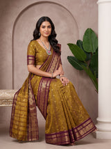 MIMOSA Wine Banarasi Saree — pose 8 styling detail
